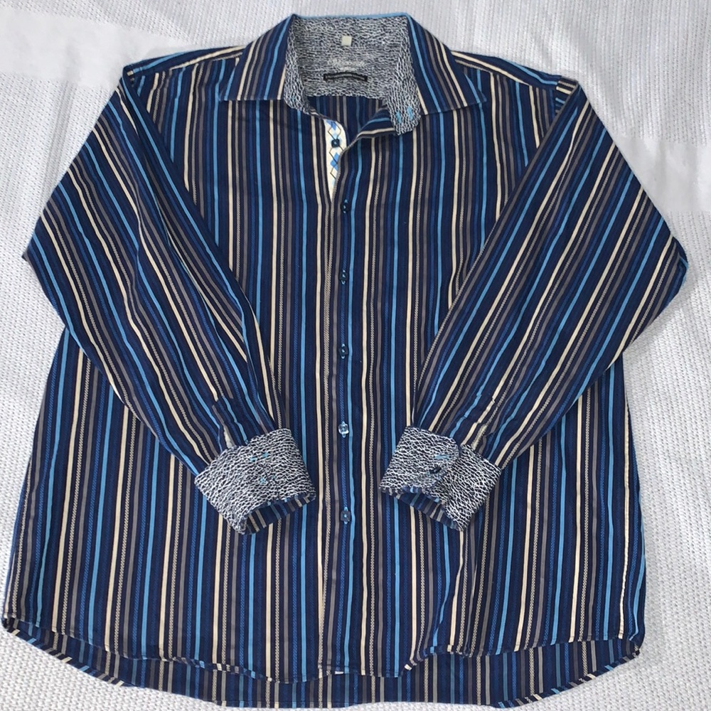 Visconti Uomo 2 Ply Mercerized Cotton Men’s Button Down Long Sleeve Shirt
